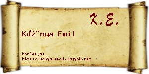 Kónya Emil névjegykártya